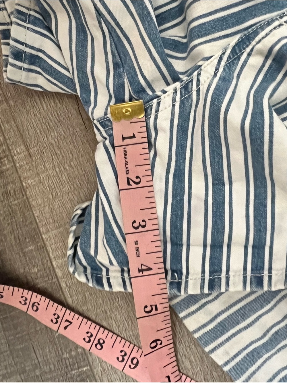 American Eagle Outfitters Blue & White Striped Women’s Short Overalls size M EUC - Picture 4 of 6